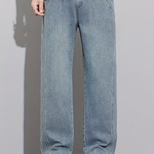 Jeans for Men | Loose Fit Light Wash Denim Pants with Wide Leg Streetwear Style
