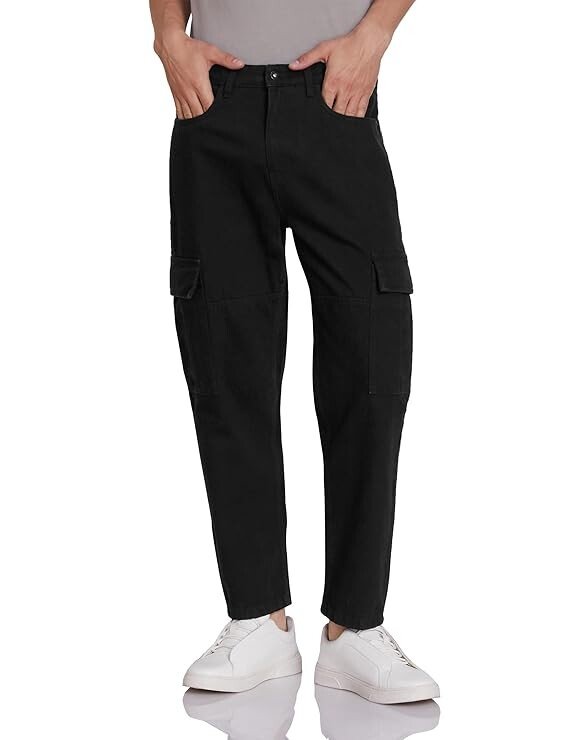 Men's Baggy Cargo Jeans (Loose Fit | 100% Cotton)
