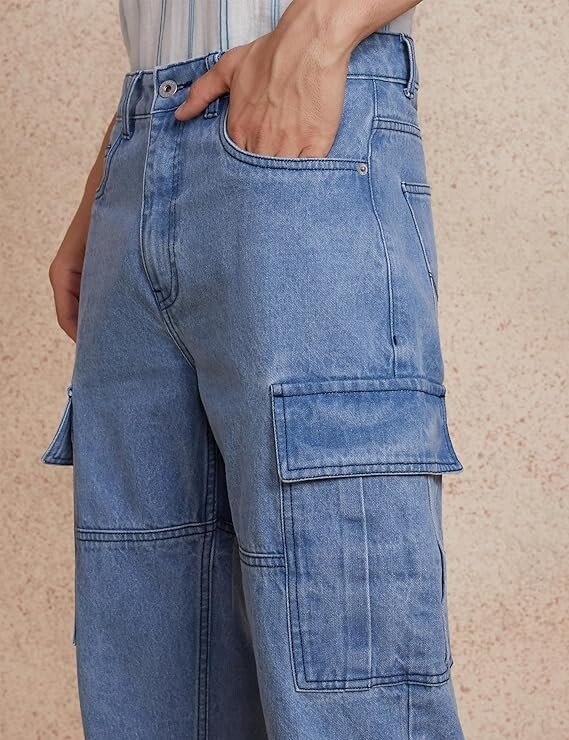 Men's Baggy Cargo Jeans (Loose Fit | 100% Cotton) - Image 3