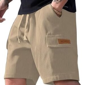 Authentics Classic Men's Ribbed Polycotton Relaxed Fit Cargo Stretch Shorts || Half Pant with Drawstring & 4 Pockets || Lightweight & Quick Dry || Men Shorts Casual ||Shorts Pant for Men