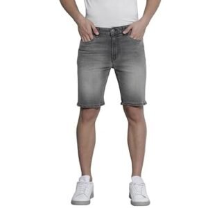 Men Slim Fit Solid Mid-Rise Denim Shorts