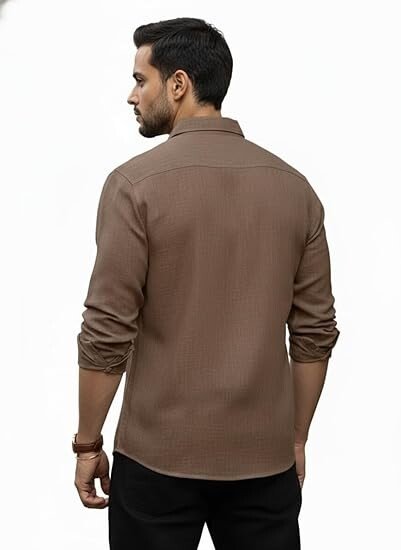 Men's Solid Linen Cotton Shirt | Casual | Plain | Full Sleeve | Summer-Regular Fit| Men Stylish Shirt | Everyday Formal Wear - Image 3