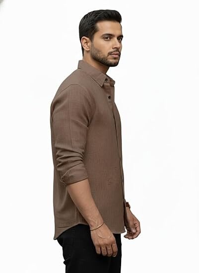 Men's Solid Linen Cotton Shirt | Casual | Plain | Full Sleeve | Summer-Regular Fit| Men Stylish Shirt | Everyday Formal Wear - Image 2