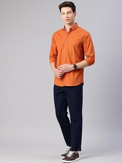 Man Men's Cotton Slim Fit Solid Casual Shirt - Image 3