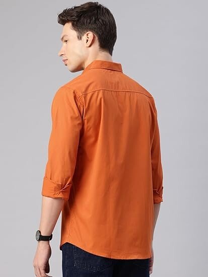 Man Men's Cotton Slim Fit Solid Casual Shirt - Image 2