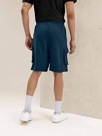 Men’s Cotton Lycra Shorts | Stretchable Comfortable Men’s Shorts with Elastic Waist & Drawstring | Ideal for Gym, Running, Travel - Image 3