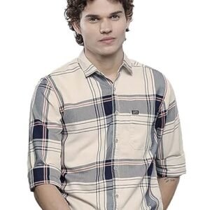 Men Slim Fit Checkered Full Sleeves Spread Collar Casual Shirt