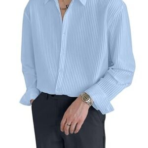 Men's Formal Button Down Shirt – Slim Fit Polycotton Shirt's for Men | Textured Full Sleeve| Business & Meeting Ready