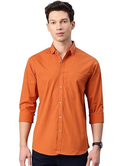 Man Men's Cotton Slim Fit Solid Casual Shirt