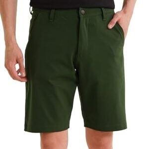 Shorts for Men, 4-Way Stretch Shorts Pant, Anti-Wrinkle Shorts Stylish, No Fade Long Lasting Half Pant for Man, Hidden Zipper Pocket Microfiber Chino Shorts