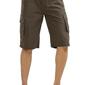 Men's Olive Cotton Regular Fit Cargo Long Shorts