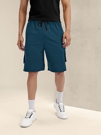 Men’s Cotton Lycra Shorts | Stretchable Comfortable Men’s Shorts with Elastic Waist & Drawstring | Ideal for Gym, Running, Travel - Image 4