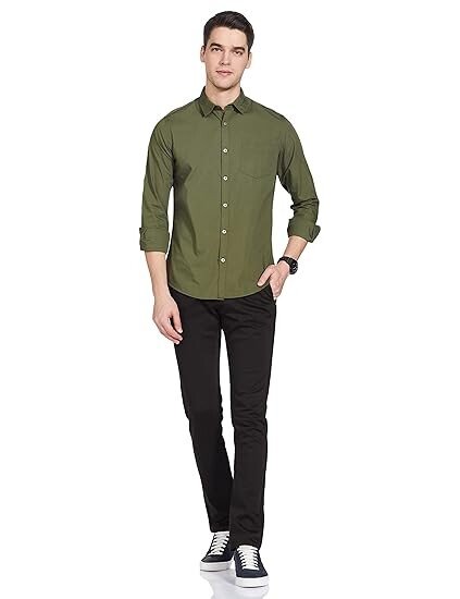 Men's Cotton Shirt | Casual | Plain | Full Sleeve | Summer - Regular Fit - Image 4