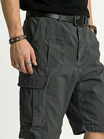 Men’S Cotton Cargo Shorts, Lightweight Half Pant Elastic Waist Casual Summer Shorts with Pockets - Image 2