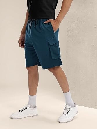 Men’s Cotton Lycra Shorts | Stretchable Comfortable Men’s Shorts with Elastic Waist & Drawstring | Ideal for Gym, Running, Travel - Image 2