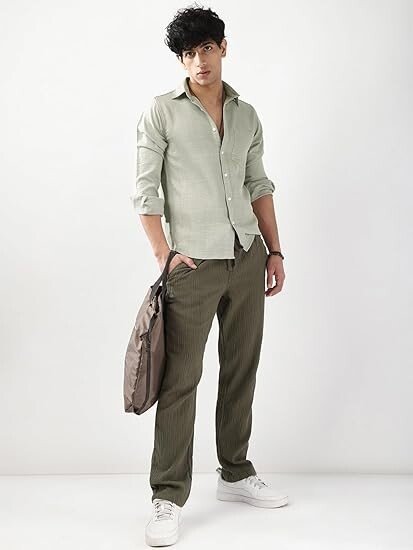 Fashion Men's Linen Blend Full Sleeve Relaxed Fit Casual Solid Shirt - Image 4