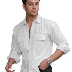 Men's Regular Fit Fancy Double Pocket Casual Shirt for Men Full Sleeves