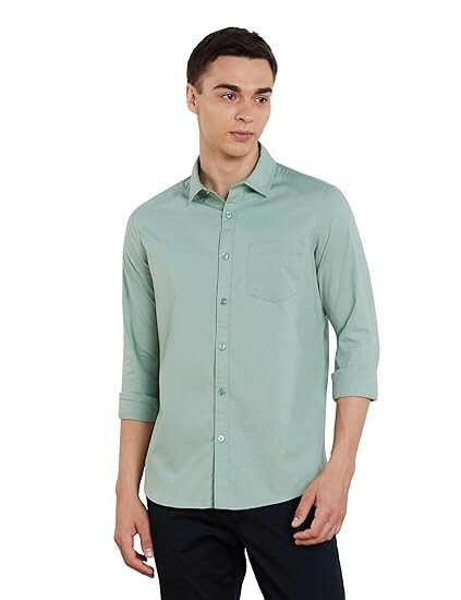 Men's Solid Slim Fit Cotton Casual Shirt | Plain | Full Sleeve | Summer