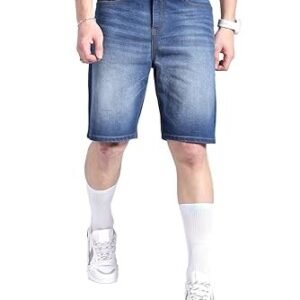Men Regular Fit Solid Mid-Rise Denim Shorts