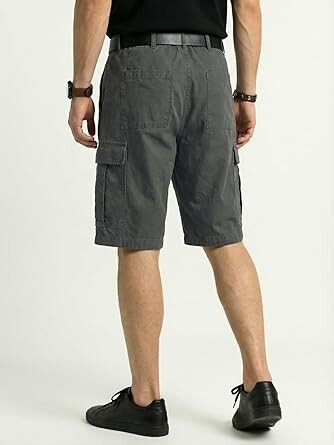 Men’S Cotton Cargo Shorts, Lightweight Half Pant Elastic Waist Casual Summer Shorts with Pockets - Image 3