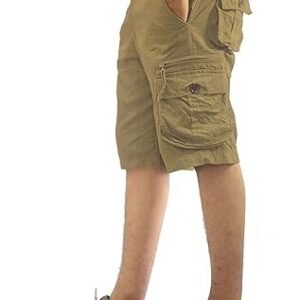 Men's Zipper Khakhi Cargo Shorts