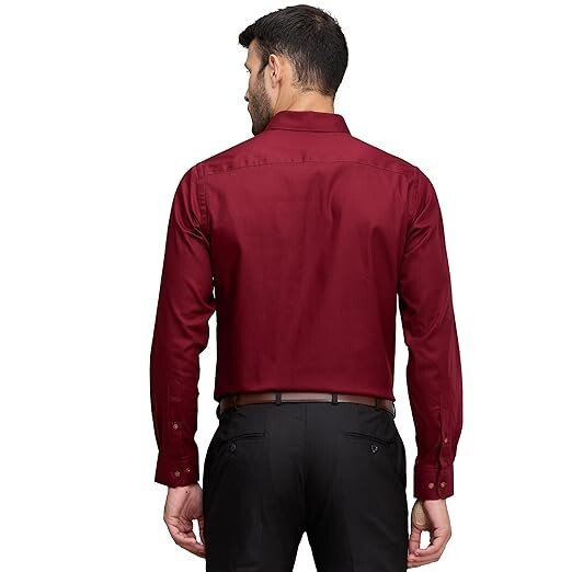 Men's Slim Fit Solid Pattern Pure Cotton Full Sleeve Semi Cut Away Collar Formal Shirt - Image 3