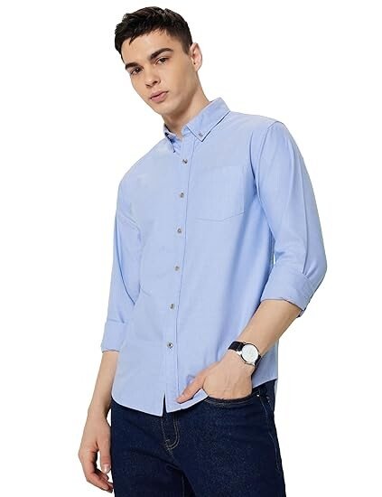 Premium Men Stylish Solid All Day Fresh Buttondown Casual Shirt - Regular Fit | Plain | Full Sleeve | Cotton Semi Formal Wear