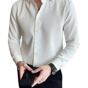 Men's Formal Button Down Shirt – Slim Fit Shirt's for Men | Textured Long Sleeve Polycotton| Business & Meeting Ready
