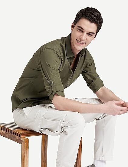 Men's Cotton Shirt | Casual | Plain | Full Sleeve | Summer - Regular Fit - Image 2