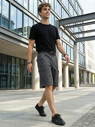 Men’S Cotton Cargo Shorts, Lightweight Half Pant Elastic Waist Casual Summer Shorts with Pockets - Image 4