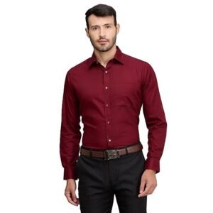 Men's Slim Fit Solid Pattern Pure Cotton Full Sleeve Semi Cut Away Collar Formal Shirt