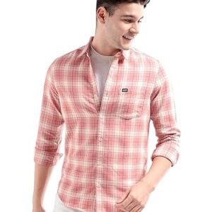 Men Regular Fit Checkered Full Sleeves Cutaway Collar Casual Shirt
