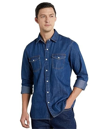 Premium Men's Casual Cotton Denim Shirt (Regular Fit)