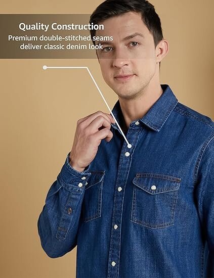 Premium Men's Casual Cotton Denim Shirt (Regular Fit) - Image 3