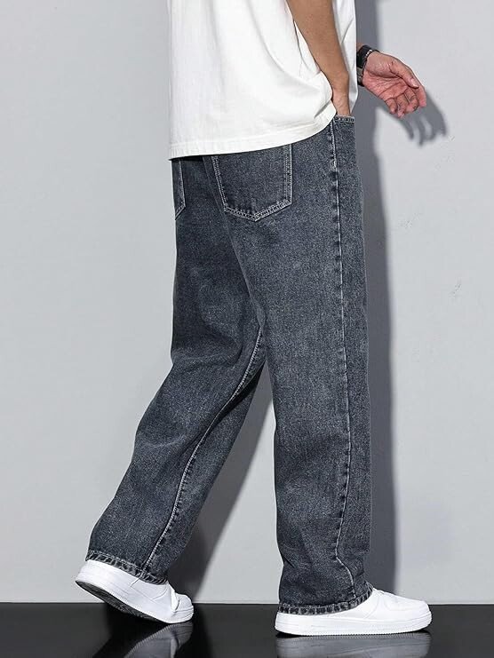 Men Jeans || Baggy Fit Jean's for Man || Loose Fit High Rise Denim || Stretchable Casual Wear Jean,s || Dance Rap Rapping Style Pant for Men || Denim Cotton Jeans - Image 2