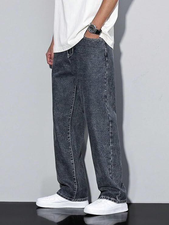 Men Jeans || Baggy Fit Jean's for Man || Loose Fit High Rise Denim || Stretchable Casual Wear Jean,s || Dance Rap Rapping Style Pant for Men || Denim Cotton Jeans - Image 3