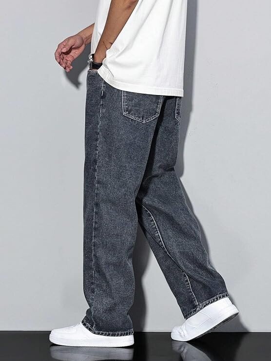 Men Jeans || Baggy Fit Jean's for Man || Loose Fit High Rise Denim || Stretchable Casual Wear Jean,s || Dance Rap Rapping Style Pant for Men || Denim Cotton Jeans - Image 4
