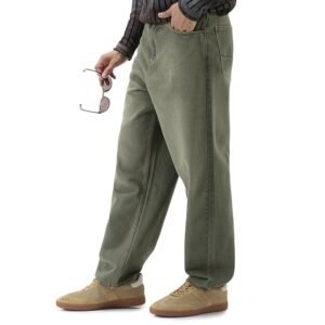 Fashion Men's Loose Baggy Fit Heavy Washed Jeans Non-Stretchable