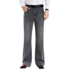 Men’s Bell Bottom Jeans || Bootcut Denim Pants || Wide Leg Flared Jeans for Men || High Waist Stretchable Retro Fit || Cotton Jeans for College Casua