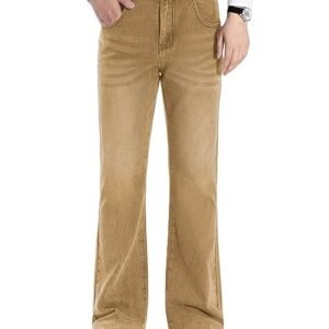 Men’s Bell Bottom Jeans || Bootcut Denim Pants || Wide Leg Flared Jeans for Men || High Waist Stretchable Retro Fit || Cotton Jeans for College Casua