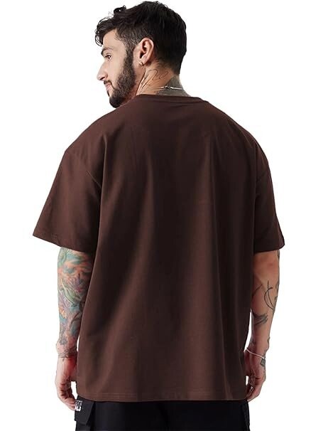 Half Sleeve Cottonblend Printed Round Neck Drop Shoulder Oversized Tshirt for Man - Image 3